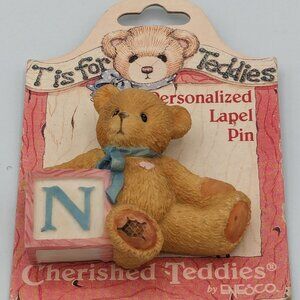 Cherished Teddies "N" Lapel Pin 1996 by Enesco T is for Teddies Collection